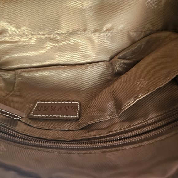 Lauren Ralph Lauren Cream And Brown Herringbone Tweed Women's Handbag - Picture 11 of 13